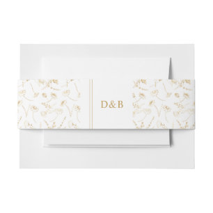 Bandeau De Faire-part Mariage Fleur de Sauvage Monogrammé Or Blanc Croqu