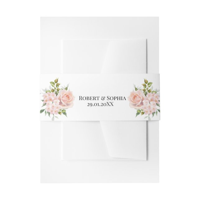 Bandeau De Faire-part Mariage Fleur Rose Blush  (Devant example)