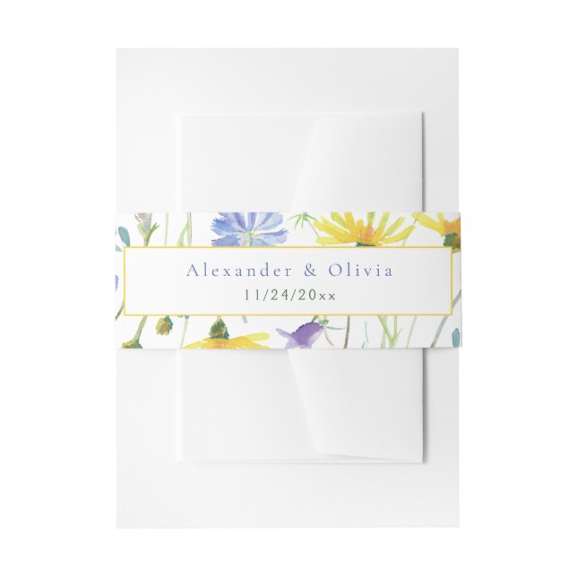 Bandeau De Faire-part Mariage Fleur sauvage aquarelle (Devant example)