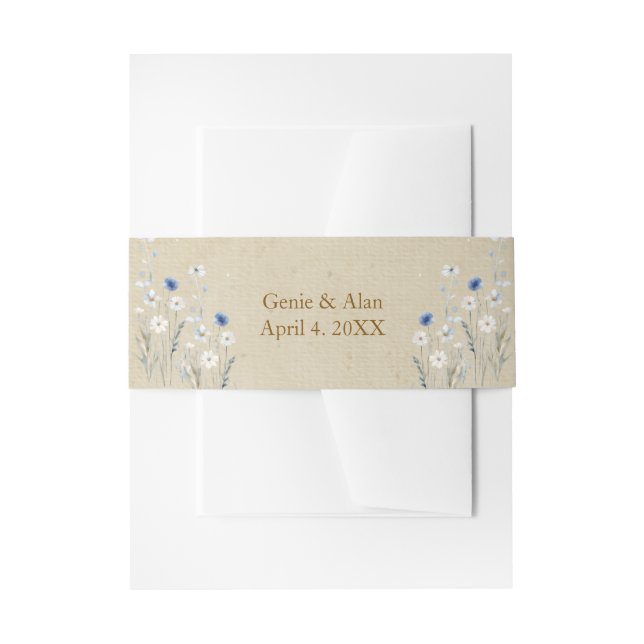 Bandeau De Faire-part Mariage Fleur sauvage bleu (Devant example)
