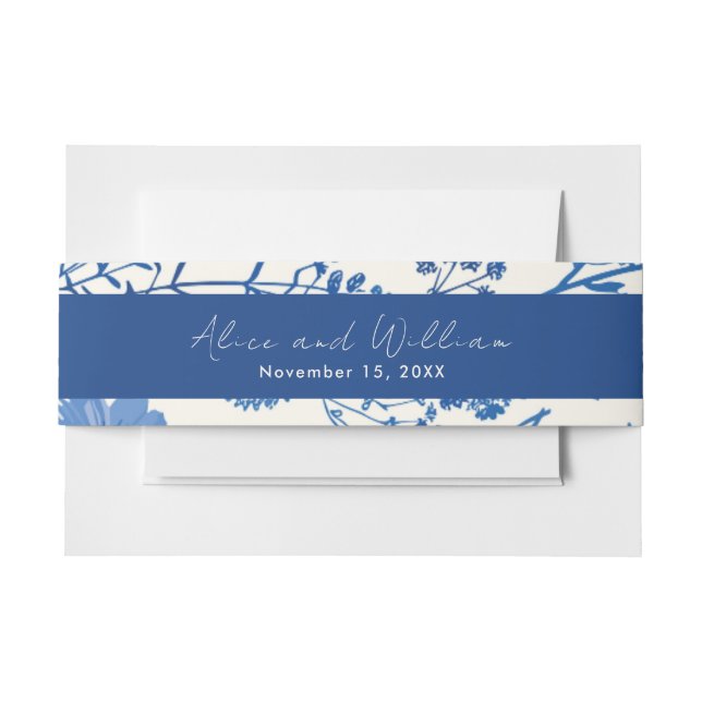 Bandeau De Faire-part Mariage Fleur sauvage bleu rustique (Devant Example)