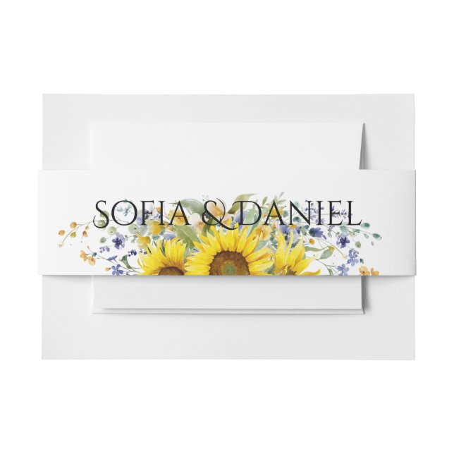 Bandeau De Faire-part Mariage fleur sauvage bleu Tournesol (Devant Example)