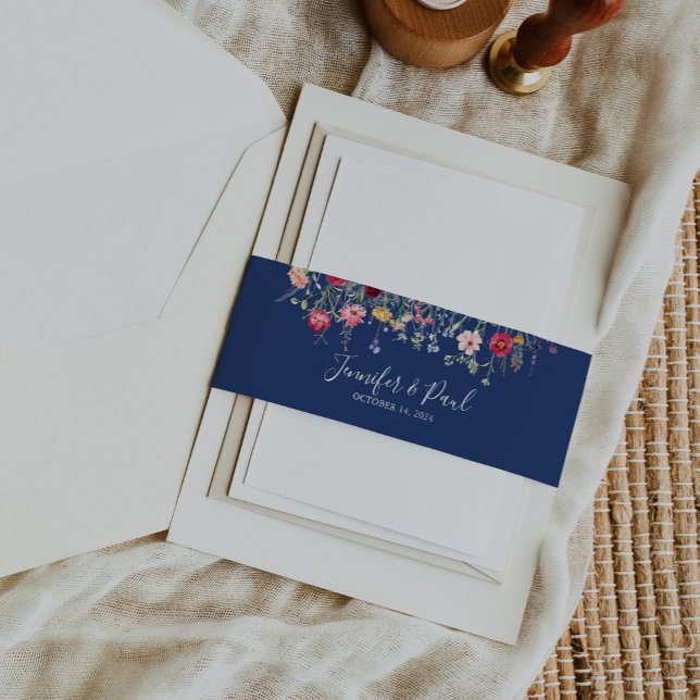 Bandeau De Faire-part Mariage Fleur sauvage Boho Multicolor (Créateur téléchargé)