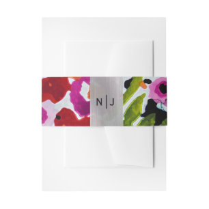 Bandeau De Faire-part Mariage Fleurs Aquarelle Encre Pop de Couleur VIVE
