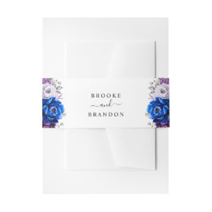 Bandeau De Faire-part Mariage Fleurs de Bleu Royal Violet Lilas