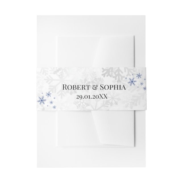 Bandeau De Faire-part Mariage Flocon de Neige d'Hiver (Devant example)