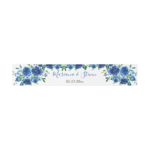 Bandeau De Faire-part Mariage floral aquarelle bleu marine