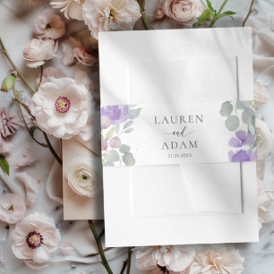 Bandeau De Faire-part Mariage Floral Aquarelle Bohème Violet