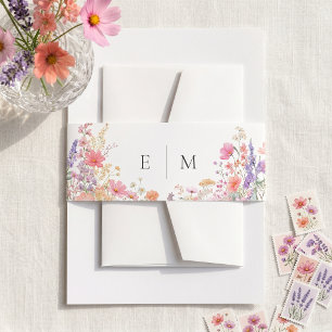 Bandeau De Faire-part Mariage Floral Aquarelle Fleur Sauvage