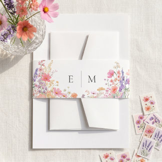 Bandeau De Faire-part Mariage Floral Aquarelle Fleur Sauvage