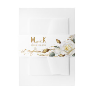 Bandeau De Faire-part Mariage Floral bio rose or