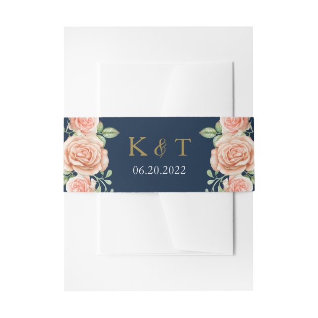 Bandeau De Faire-part Mariage floral bleu bleu marine (Devant example)