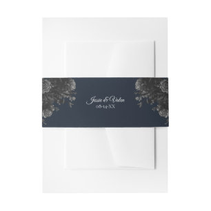 Bandeau De Faire-part Mariage floral bleu bleu marine