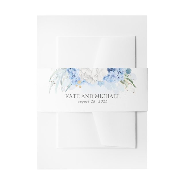 Bandeau De Faire-part Mariage floral bleu et blanc (Devant example)