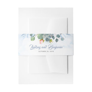 Bandeau De Faire-part Mariage floral bleu et rose poussiéreux