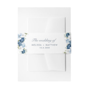 Bandeau De Faire-part Mariage floral bleu foncé moderne