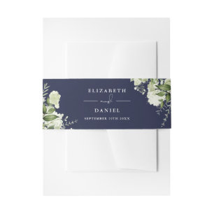 Bandeau De Faire-part Mariage floral bleu marine