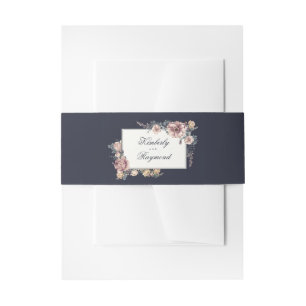 Bandeau De Faire-part Mariage floral bleu marine et bleu mauve