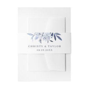 Bandeau De Faire-part Mariage floral bleu marine moderne