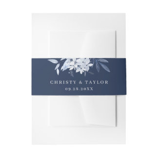 Bandeau De Faire-part Mariage floral bleu marine moderne