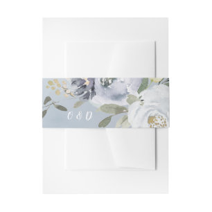 Bandeau De Faire-part Mariage floral bleu pâle fleuri botanique