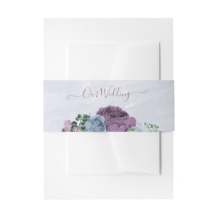 Bandeau De Faire-part Mariage floral bleu pourpre