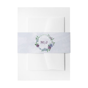 Bandeau De Faire-part Mariage floral bleu pourpre