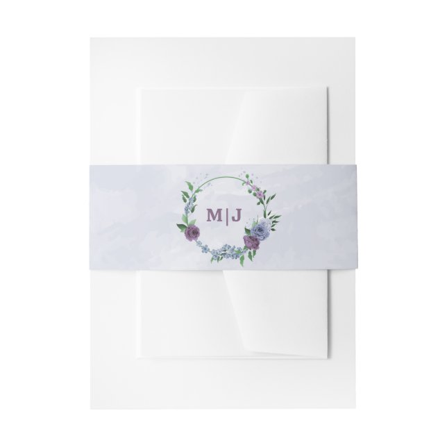 Bandeau De Faire-part Mariage floral bleu pourpre (Devant example)
