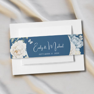 Bandeau De Faire-part Mariage Floral Bleu Poussiéreux Romantique