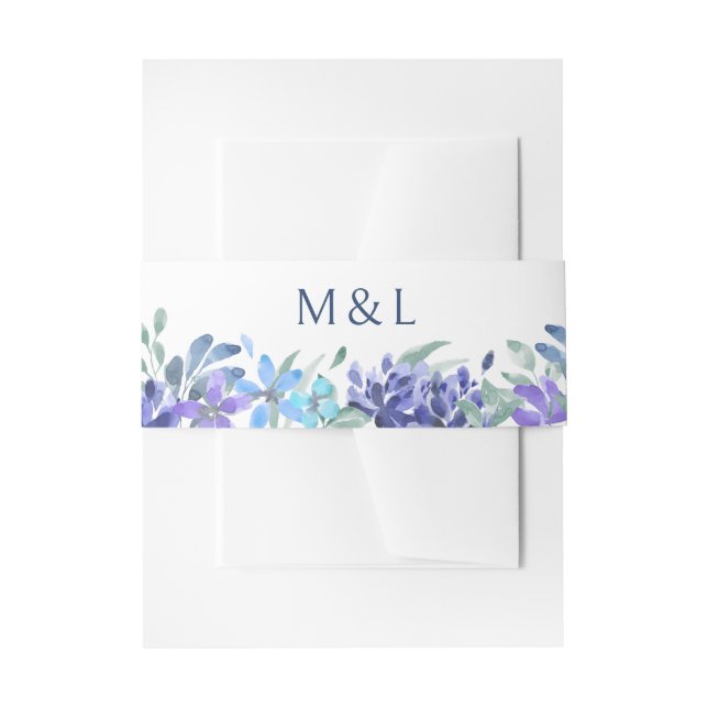 Bandeau De Faire-part Mariage floral bleu tropical (Devant example)