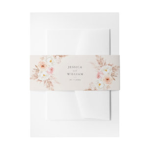 Bandeau De Faire-part Mariage Floral Bohème Minimaliste d'Automne