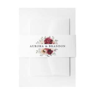 Bandeau De Faire-part Mariage Floral Bourgogne Champagne Ivoire Mauve Ro