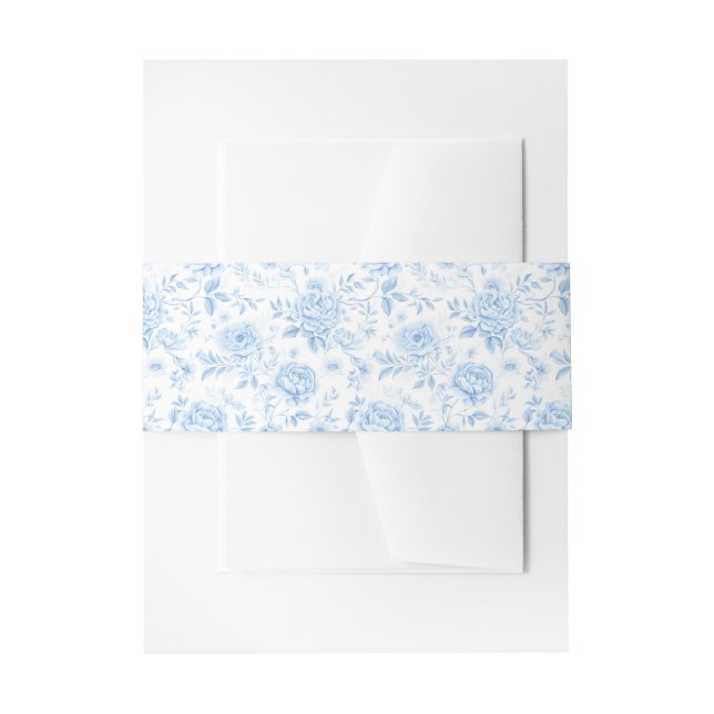 Bandeau De Faire-part Mariage floral classique en porcelaine bleue (Devant example)