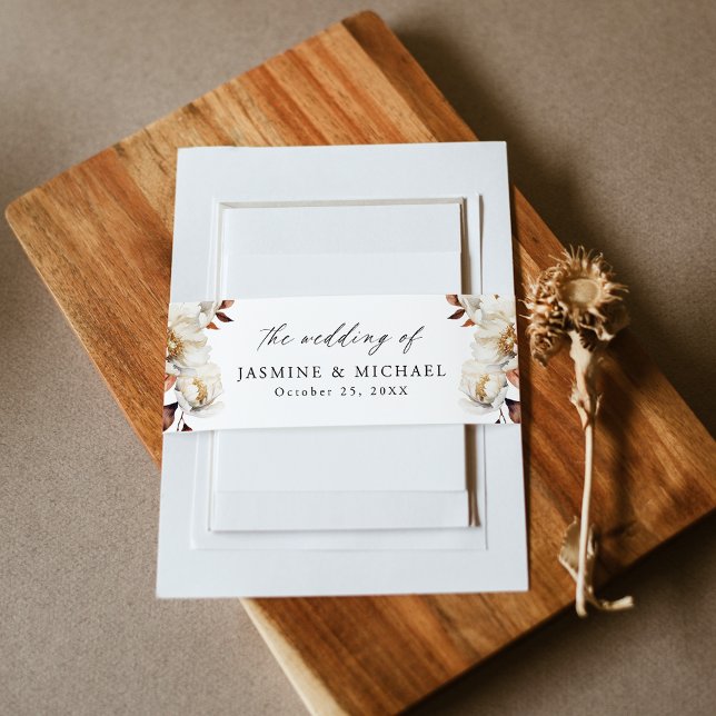 Bandeau De Faire-part Mariage Floral d'Automne Rustique (Créateur téléchargé)