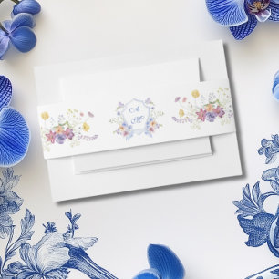 Bandeau De Faire-part Mariage floral de crête bleue Dusty