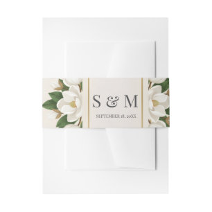 Bandeau De Faire-part Mariage Floral Élégant et Neutre avec Magnolia