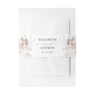 Bandeau De Faire-part Mariage Floral Élégant Rose Poussiéreuse Blush