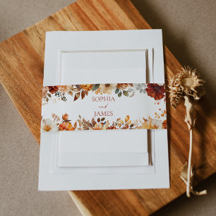 Bandeau De Faire-part Mariage Floral Élégant Rustique d'Automne