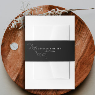 Bandeau De Faire-part Mariage Floral Esquisse Noir et Blanc Moderne