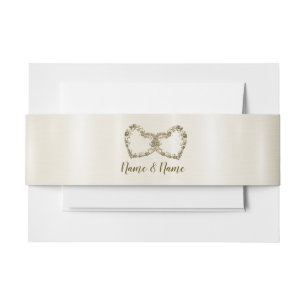 Bandeau De Faire-part Mariage Floral Golden Ornate Heart Frame Élégant