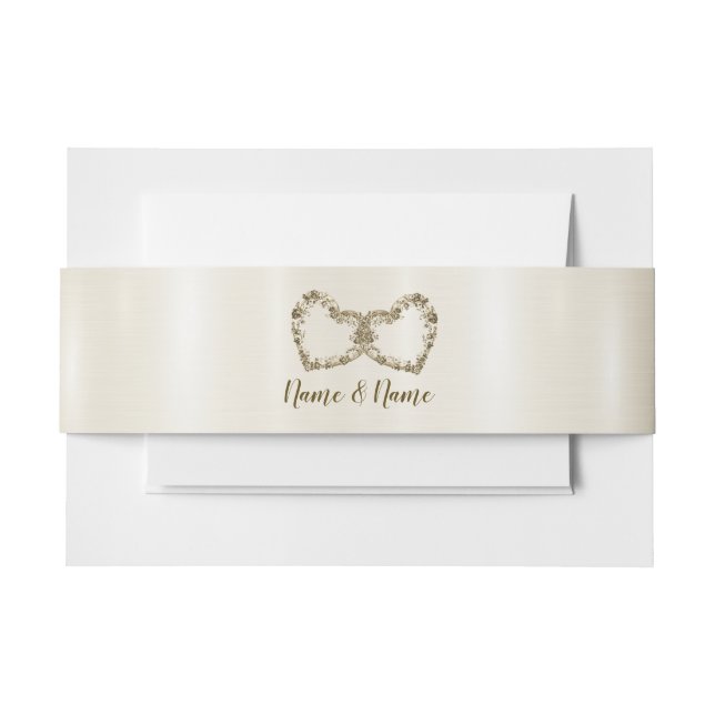 Bandeau De Faire-part Mariage Floral Golden Ornate Heart Frame Élégant (Devant Example)