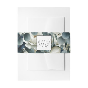 Bandeau De Faire-part Mariage floral moderne bleu foncé et blanc