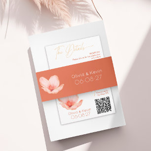 Bandeau De Faire-part Mariage floral or moderne orange solide