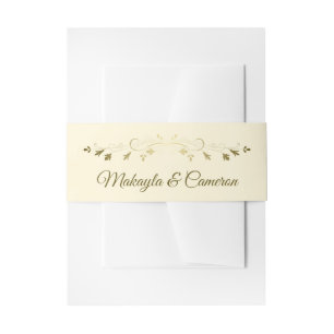 Bandeau De Faire-part Mariage Floral Or Sonne Elégante Crème Simple