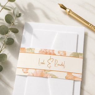 Bandeau De Faire-part Mariage Floral Orange