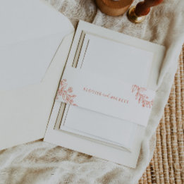 Bandeau De Faire-part Mariage Floral Orange moderne Inviter Belly Band