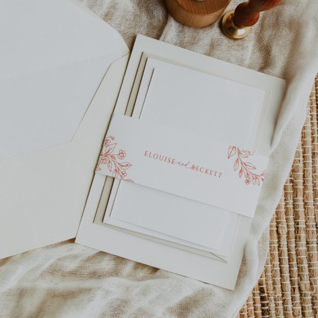 Bandeau De Faire-part Mariage Floral Orange moderne Inviter Belly Band (Créateur téléchargé)