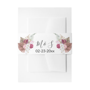 Bandeau De Faire-part Mariage Floral Orchidées Blanches Rouges Bourgogne