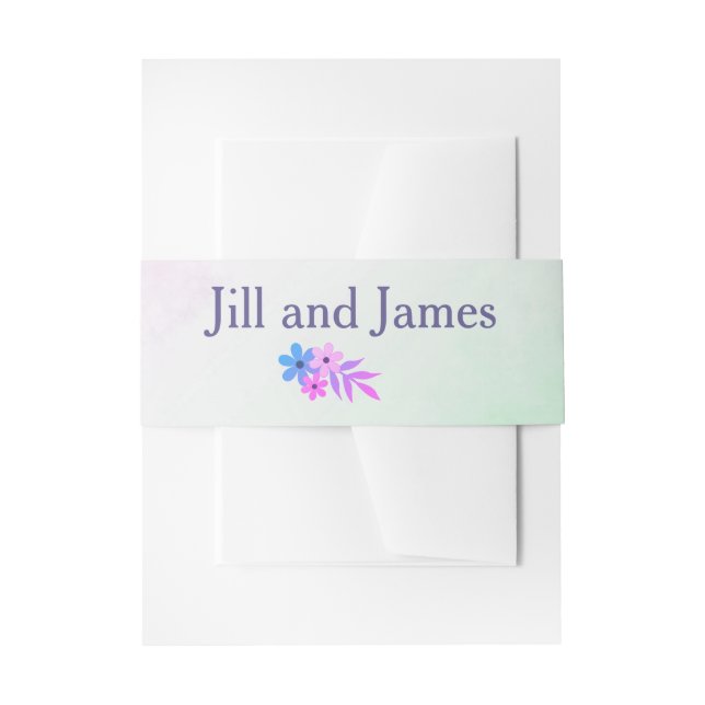 Bandeau De Faire-part Mariage floral pourpre et vert (Devant example)