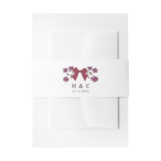 Bandeau De Faire-part Mariage floral romantique Magenta Bow (Devant example)